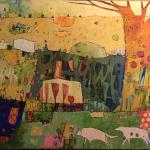Pine Tree Meadow, acrylic on canvas, 34 x 38